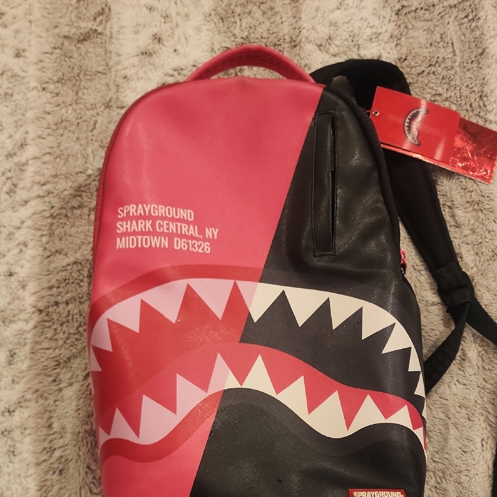 Sprayground Shark Central Pink and Black Backpack